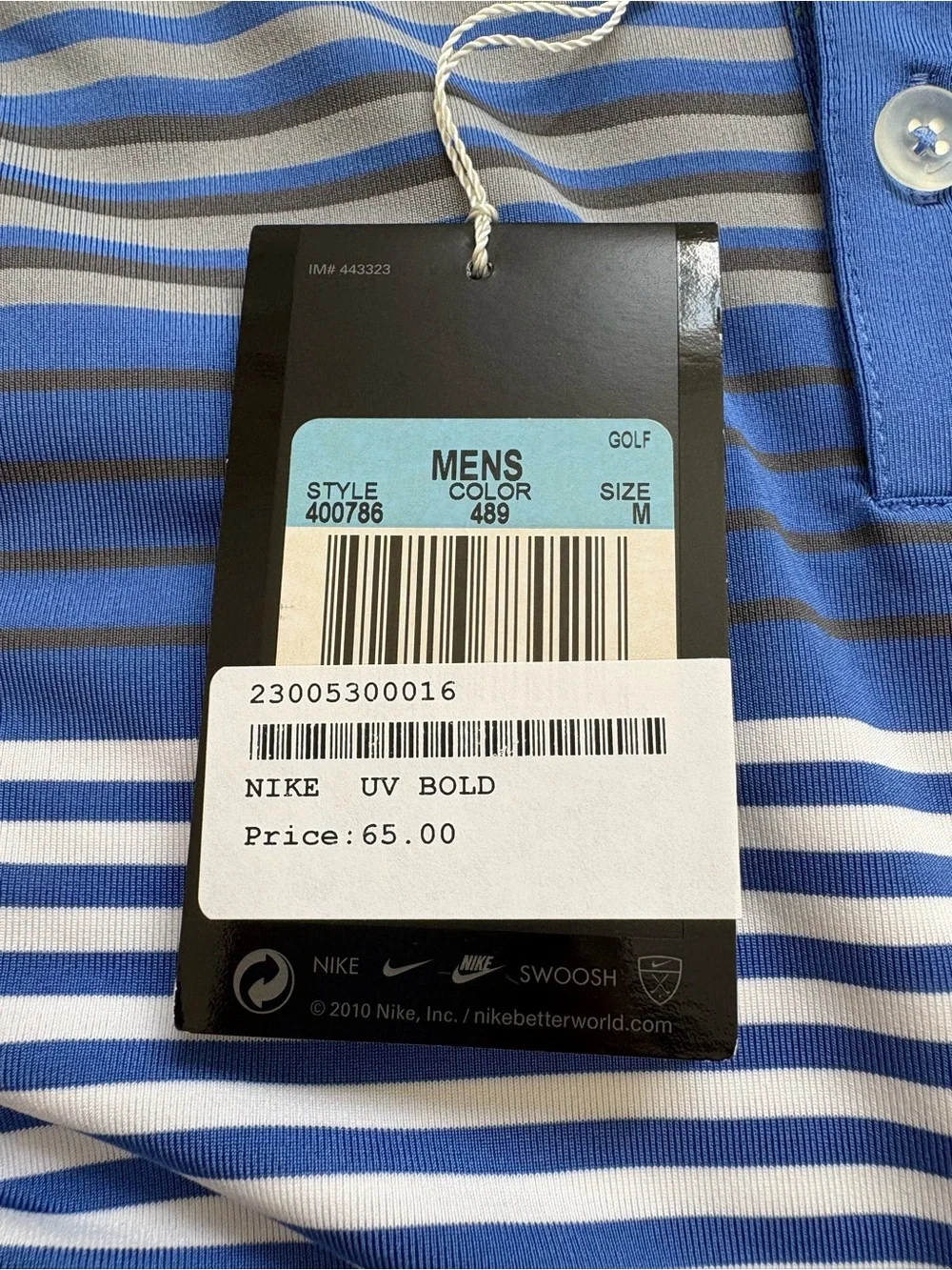Nike Golf Dri-fit blue striped polo shirt sz M outdoor gorpcore moisture wicking - Picture 9 of 9